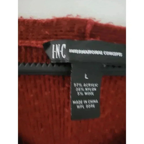 INC Maroon V-neck Knit Sweater - Picture 3 of 4